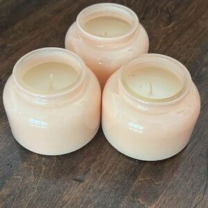 Set of 3 Blush Small Peach Jar Candles – Minimalist Neutral Home Decor